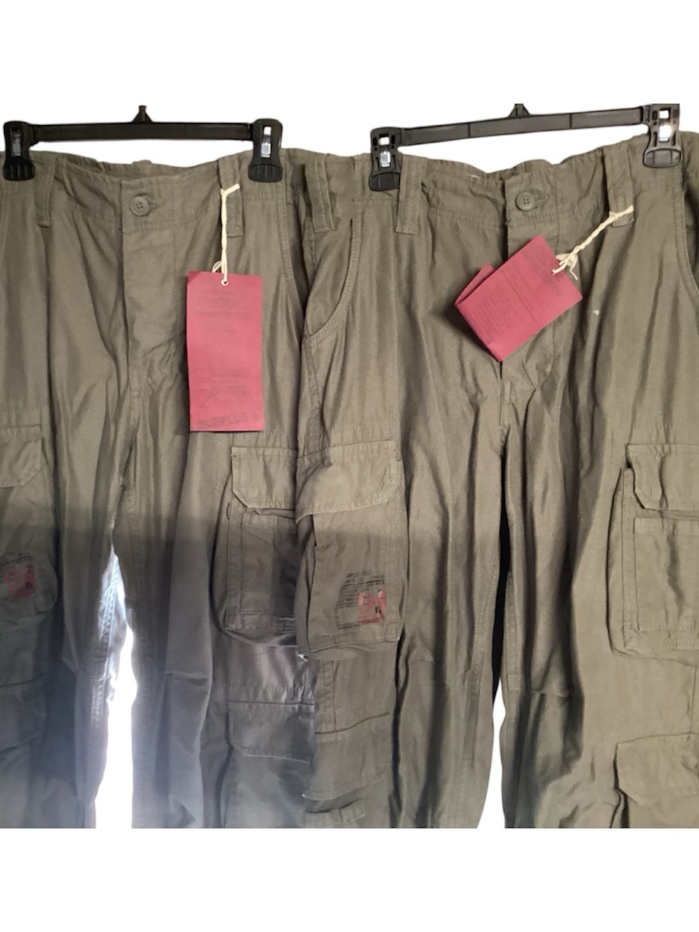 2 Army Green Pants Airborne Vintage Trousers with Multiple Pocket size L - Picture 2 of 5